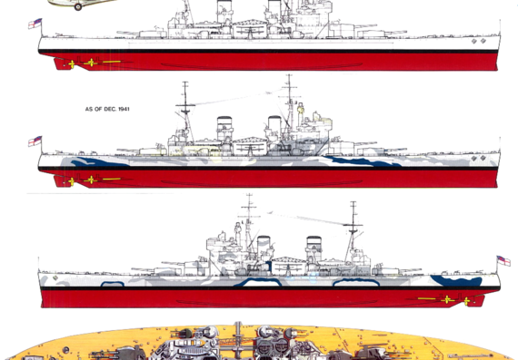 Корабль HMS Prince Of Wales [Battleship] (1941) - чертежи, габариты, рисунки